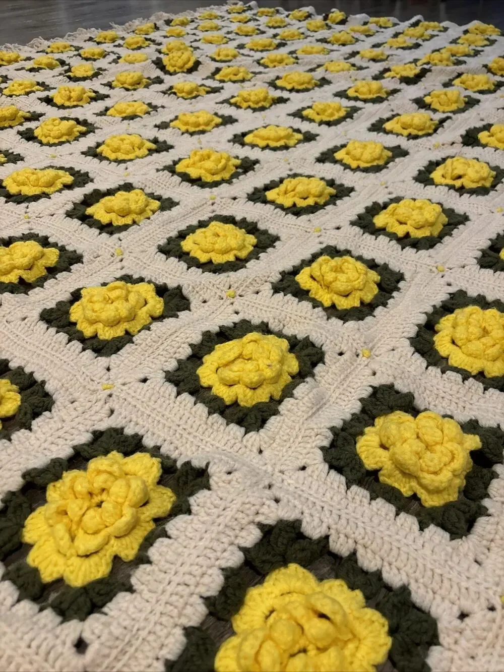 Handmade Crochet extra large King Size Quilt Afghan Throw Blanket Bedding 93x83